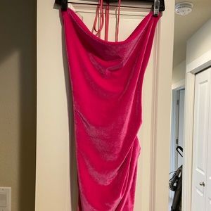Hot pink velvet dress